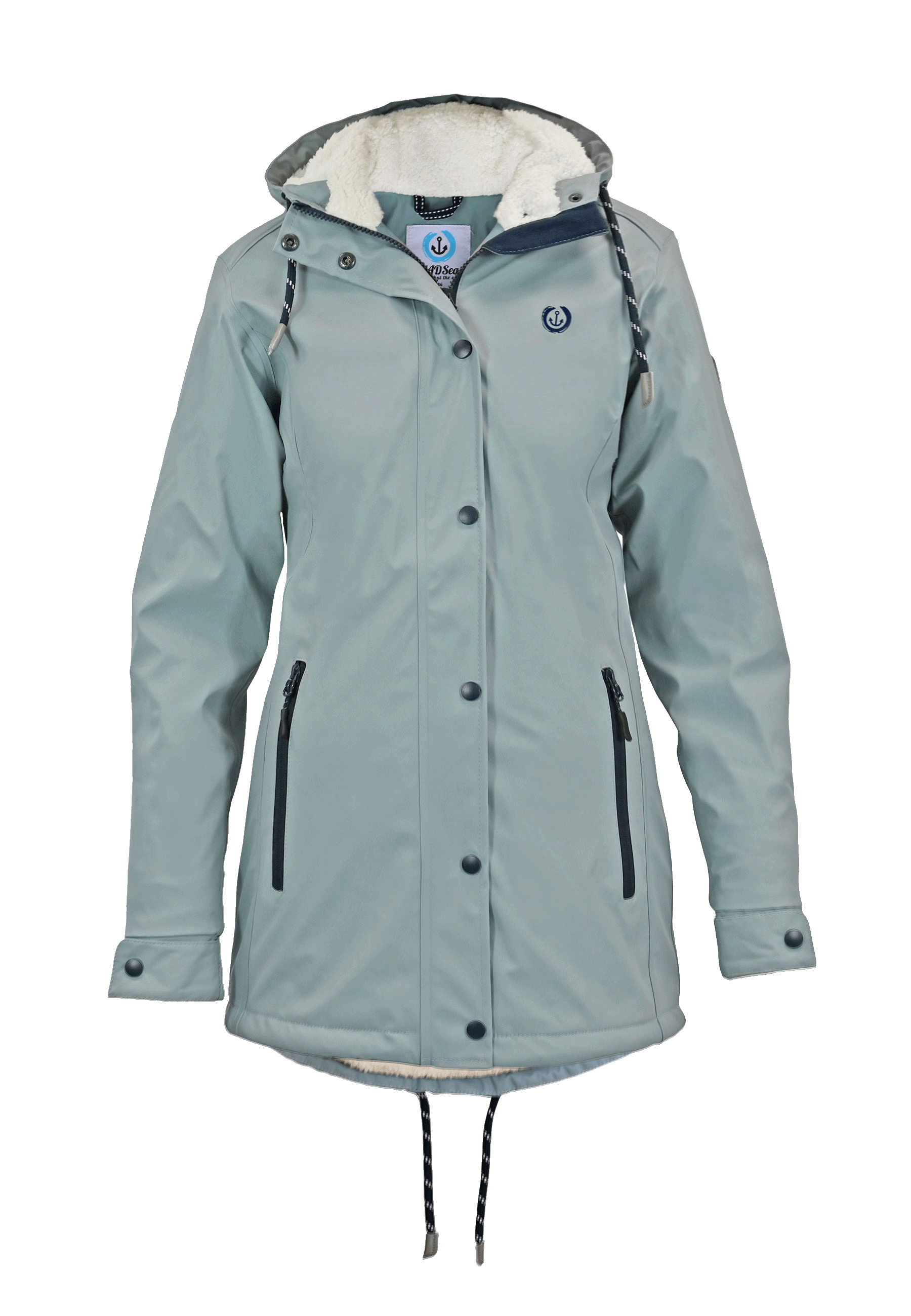 MADSea Damen Regenmantel Friesennerz mit Teddyfleece warm gefüttert Regenjacke wasserdicht - Strandsturm