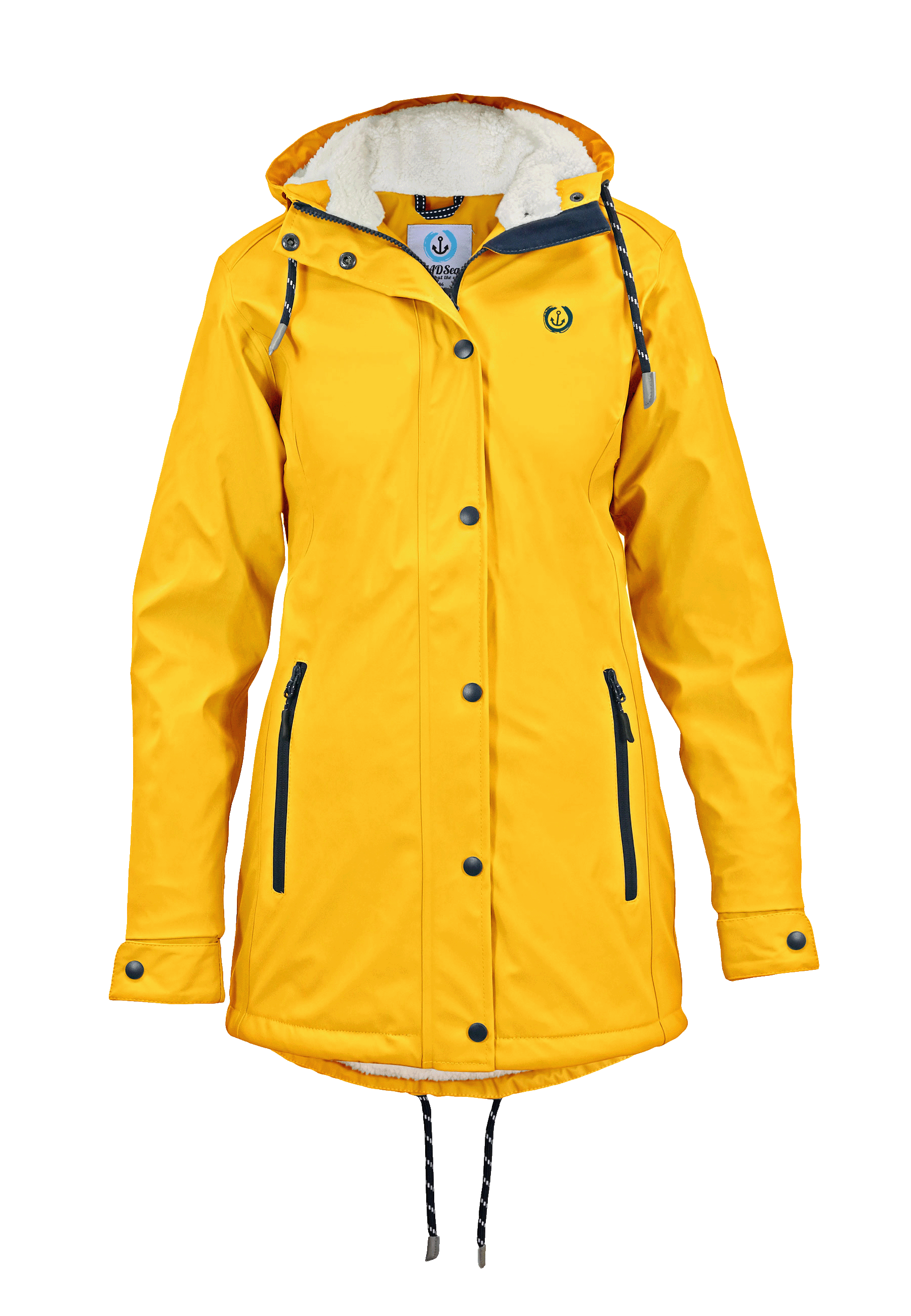 MADSea Damen Regenmantel Friesennerz mit Teddyfleece warm gefüttert Regenjacke wasserdicht - Strandsturm