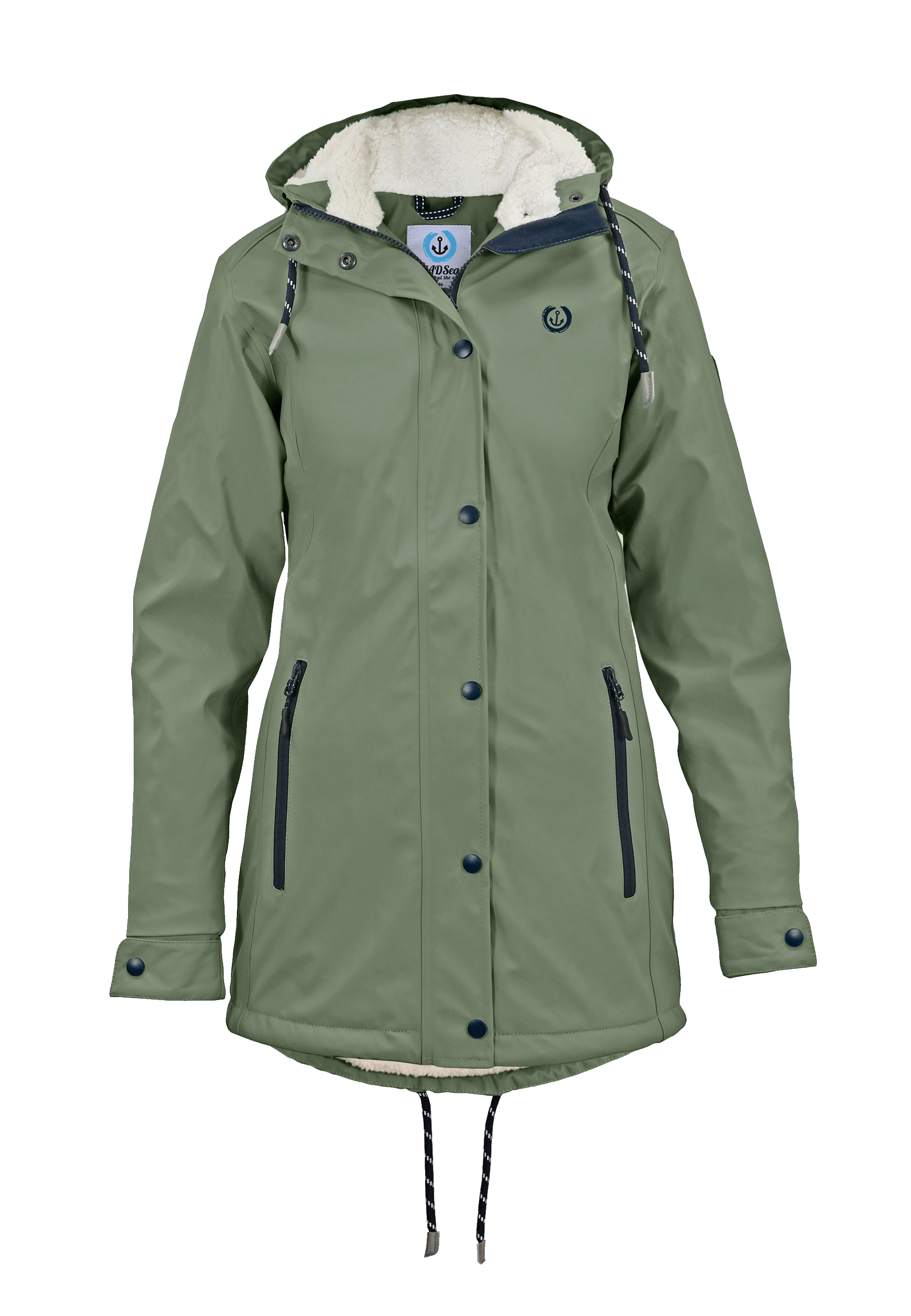 MADSea Damen Regenmantel Friesennerz mit Teddyfleece warm gefüttert Regenjacke wasserdicht - Strandsturm