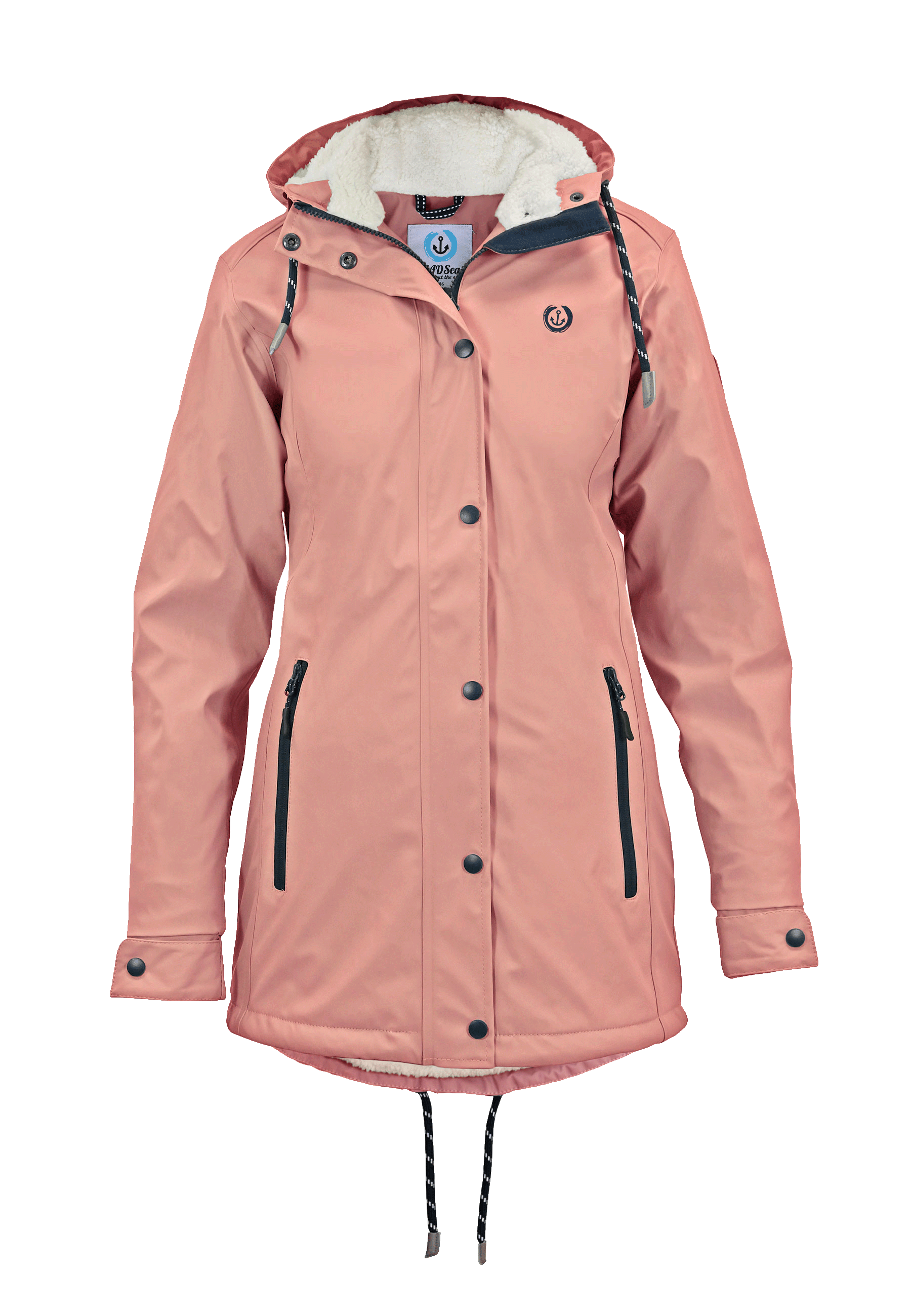 MADSea Damen Regenmantel Friesennerz mit Teddyfleece warm gefüttert Regenjacke wasserdicht - Strandsturm